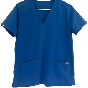Figs Royal Blue Women's Short Sleeve V-Neck Top